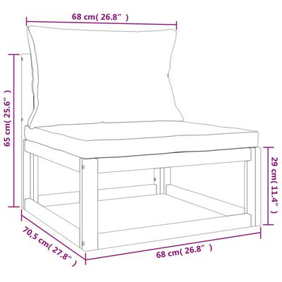 vidaXL 6pcs conjunto lounge de jardim madeira c/almofadões cinza-claro