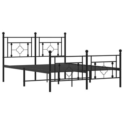 vidaXL Estrutura de cama com cabeceira e pés 135x190 cm metal preto