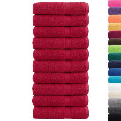 vidaXL Toalhas de mãos premium SOLUND 10pcs 50x100cm 600 gsm vermelho