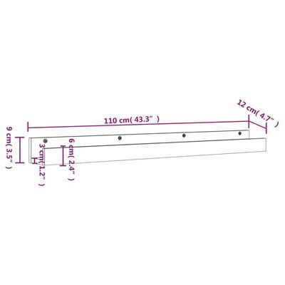 vidaXL Prateleiras de parede 2 pcs 110x12x9 cm pinho maciço cinzento