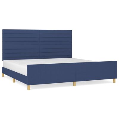 vidaXL Estrutura de cama com cabeceira 200x200 cm tecido azul