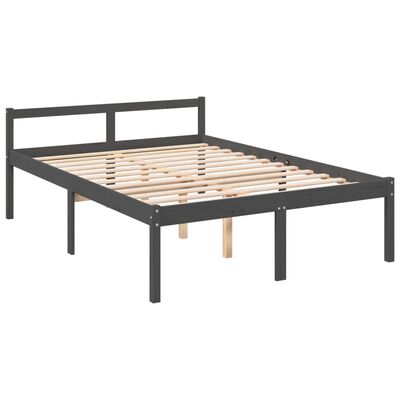 vidaXL Cama de casal para idosos com cabeceira madeira maciça cinzento