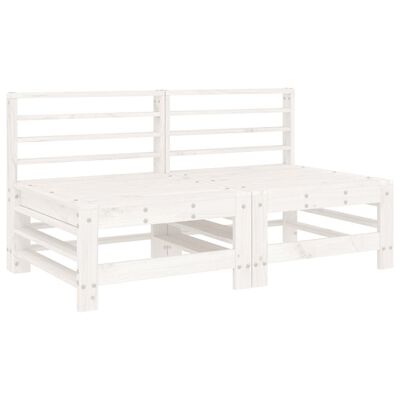 vidaXL Sofás de centro com almofadões 2 pcs pinho maciço branco