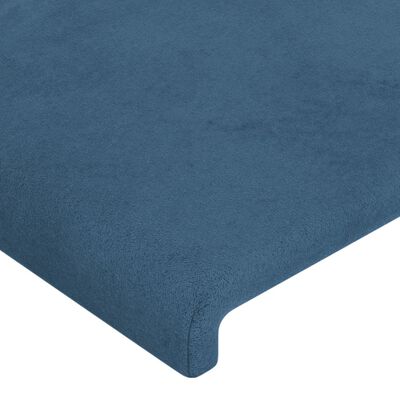 vidaXL Cabeceira cama c/ abas veludo 203x23x118/128 cm azul-escuro