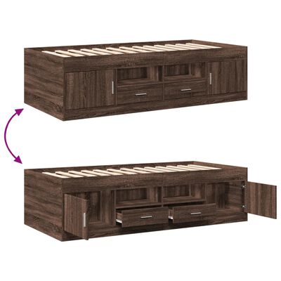 vidaXL Sofá-cama com gavetas sem colchão 75x190 cm carvalho castanho