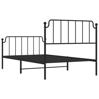 vidaXL Estrutura de cama com cabeceira e pés 107x203 cm metal preto