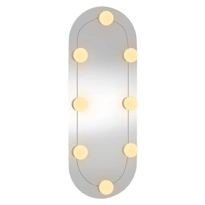 vidaXL Espelho de parede oval com luzes LED 20x50 cm vidro