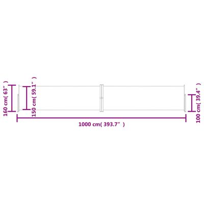 vidaXL Toldo lateral retrátil 160x1000 cm vermelho