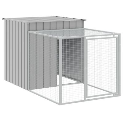 vidaXL Galinheiro com anexo 110x813x110 cm aço galvanizado cinza-claro