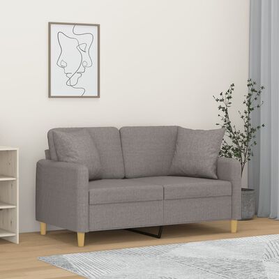 vidaXL Sofá 2 lugares + almofadas decorativas 120cm tecido cinza-claro