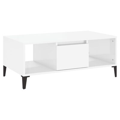 vidaXL Mesa de centro 90x50x36,5 cm derivados madeira branco brilhante