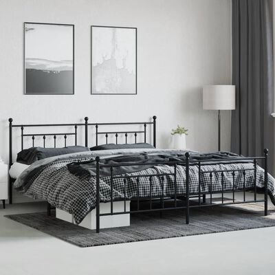 vidaXL Estrutura de cama com cabeceira e pés 200x200 cm metal preto