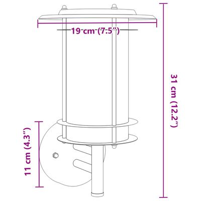 vidaXL Candeeiro de parede para exterior aço inoxidável prateado