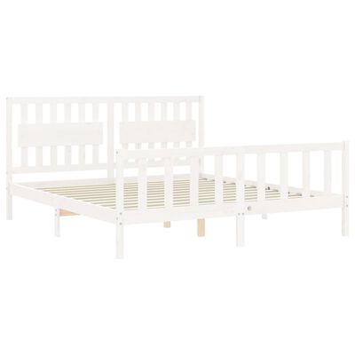 vidaXL Estrutura cama Super King Size c/ cabeceira madeira branco