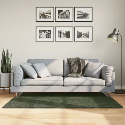 vidaXL Tapete pelo curto macio lavável HUARTE 80x150 cm verde-floresta