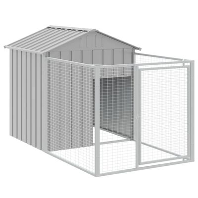 vidaXL Casota para cães com telhado aço galvanizado cinzento-claro