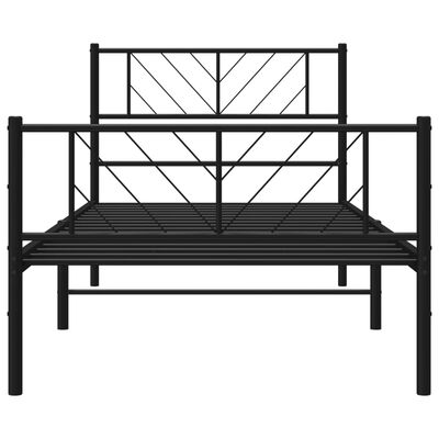 vidaXL Estrutura de cama com cabeceira e pés 100x200 cm metal preto