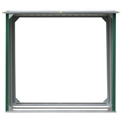 vidaXL Abrigo para arrumação de troncos aço 172x91x154 cm verde