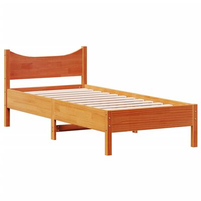 vidaXL Cama sem colchão 90x200 cm pinho maciço castanho-mel