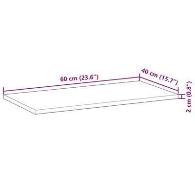 vidaXL Tampo de mesa retangular 60x40x2 cm madeira de acácia maciça