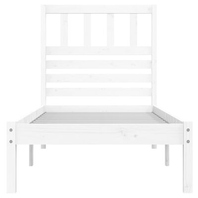 vidaXL Estrutura de cama de solteiro 90x190 cm pinho maciço branco