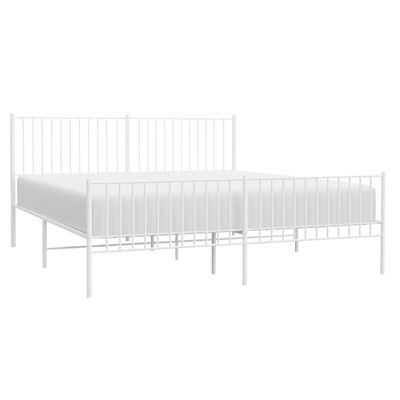 vidaXL Estrutura de cama com cabeceira e pés 180x200 cm metal branco