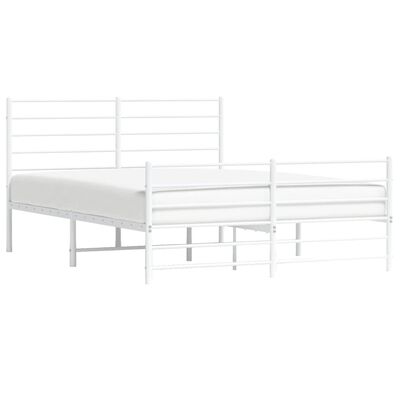 vidaXL Estrutura de cama com cabeceira e pés 135x190 cm metal branco