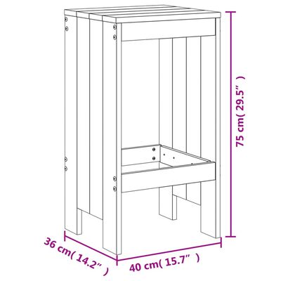 vidaXL Bancos de bar 2 pcs 40x36x75 cm madeira de pinho maciça cinza