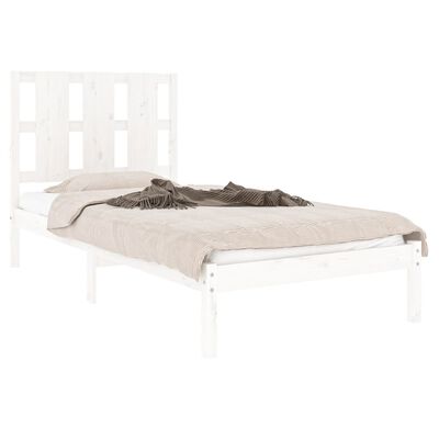 vidaXL Estrutura cama pequena solteiro 75x190 cm madeira maciça branco