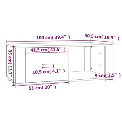 vidaXL Mesa de centro 100x50,5x35 derivados madeira carvalho castanho