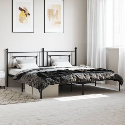 vidaXL Estrutura de cama com cabeceira 200x200 cm metal preto