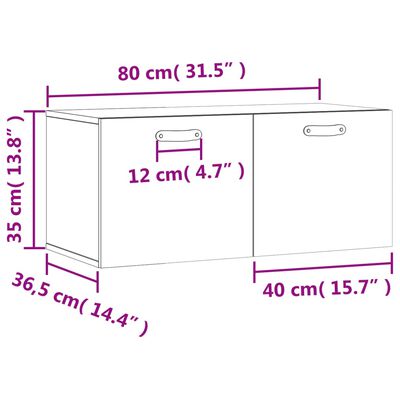 vidaXL Armário parede 80x36,5x35cm derivados madeira carvalho castanho