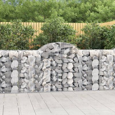 vidaXL Cestos gabião arqueados 7pcs 200x50x100/120cm ferro galvanizado