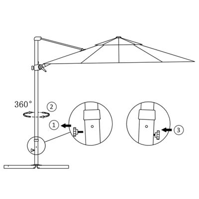 vidaXL Guarda-sol cantilever com poste alumínio 300 cm azul ciano