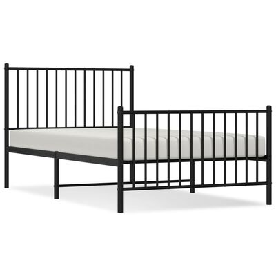 vidaXL Estrutura de cama com cabeceira e pés 100x190 cm metal preto