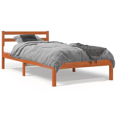 vidaXL Cama sem colchão 75x190 cm madeira de pinho maciça castanho-mel