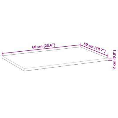 vidaXL Tampo de mesa retangular 60x50x2 cm madeira de acácia maciça