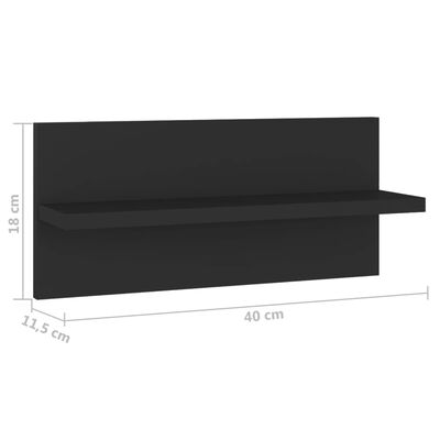 vidaXL Estantes de parede 4 pcs 40x11,5x18 cm derivados madeira preto
