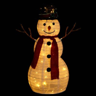 vidaXL Boneco de neve decorativo com luz LED tecido de luxo 60 cm