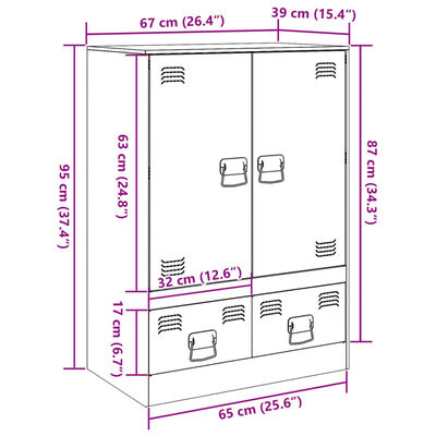 vidaXL Aparador alto 67x39x95 cm aço preto