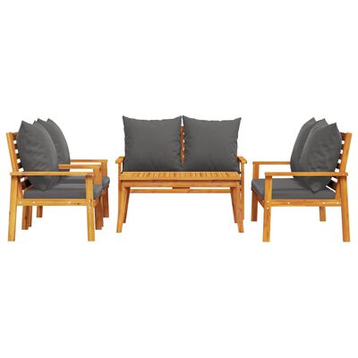 vidaXL 5 pcs conjunto lounge de jardim c/ almofadões acácia maciça