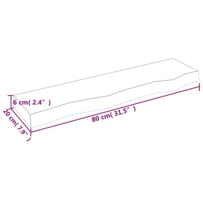 vidaXL Prateleira de parede 80x20x6 cm carvalho tratado castanho-claro