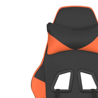 vidaXL Cadeira gaming massagens couro artificial preto e laranja