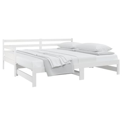 vidaXL Estrutura sofá-cama de puxar 2x(90x190) cm pinho maciço branco