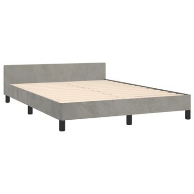 vidaXL Estrutura de cama c/ cabeceira 140x190 cm veludo cinzento-claro