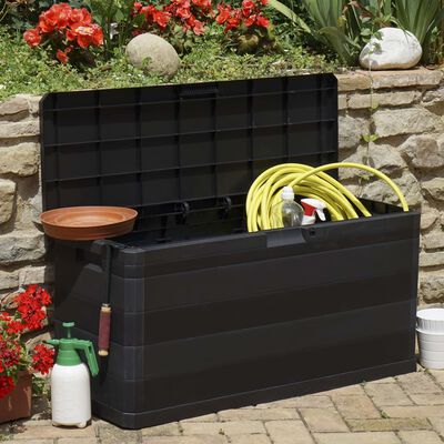 vidaXL Caixa de arrumação para jardim 117x45x56 cm preto