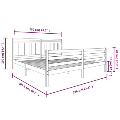 vidaXL Estrutura de cama 200x200 cm madeira maciça