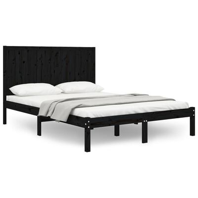 vidaXL Estrutura de cama 140x200 cm madeira de pinho maciça preto