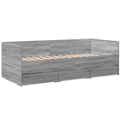 vidaXL Sofá-cama com gavetas sem colchão 90x190 cm cinzento sonoma