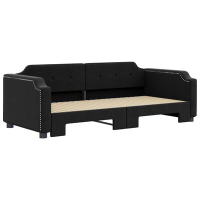 vidaXL Sofá-cama com gavetão 90x200 cm tecido preto